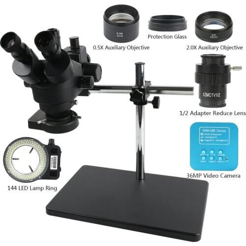36MP 4K HDMI USB Digital Camera Simul Focal 3.5-90X Zoom Trinocular Stereo Microscope 0.5X1X2X Barlow Lens For PCB Solder Repair