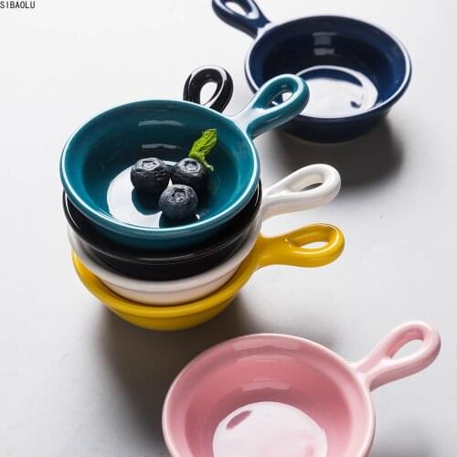 Sauce Dishes Dipping Cup Porcelain Cereal Bowl with Handle for Rice Olive Oil Sushi Dessert Set