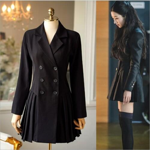 Korean Drama TV It’s Okay to not be Okay Kim Soo Hyun YeaJi Seo Same Style Pleated Suit Dress Coat Business Formal Windbreaker