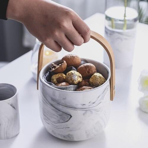 Nordic Storage Pots Ceramic Boxes Jar Organization Box Large Capacity Container with Wooden Handle Kitchen Containers