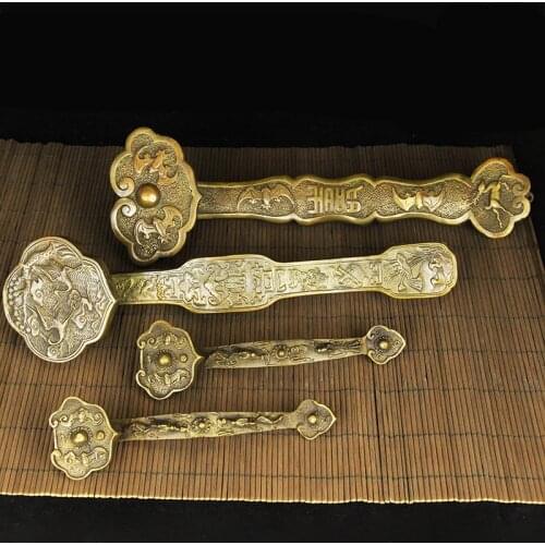 WSHYUFEI Chinese brass lucky Fortune Ornament Dragon and Phoenix Small Ruyi Home Office Shop Business Decoration Craft Gift