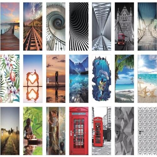 Room Poster Animals Art Door Sticker Monkey Kids Bedroom Decoration Vinyl Wallpaper Peel And Stick Wardrobe Door Landscape Decal