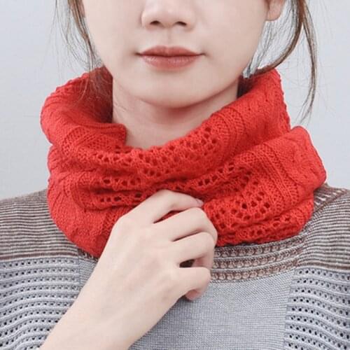 Korean Women Single Layer Woolen Hollow False Collar Neck Guard Warm Scarf Winter Cashmere Elastic Pullover Knit Snood Bib P100