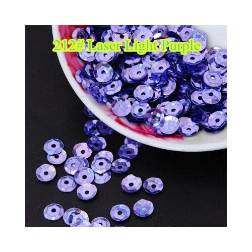 50g 8mm Cup Laser Bright Sequin Round Paillettes Sewing Hologram Sequins 212#Laser Light Purple Confetti