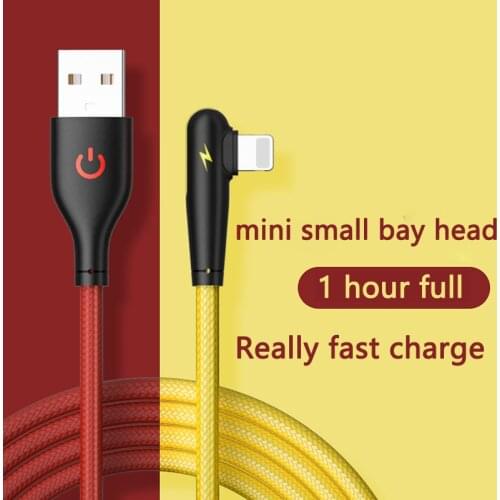 L-shape Lighting USB Cable For iPhone 12 11 Pro XS Max XR X 8 7 6 6S 5S se 3A Fast Charger 90 Degree USB Wire Cord Phone Cable