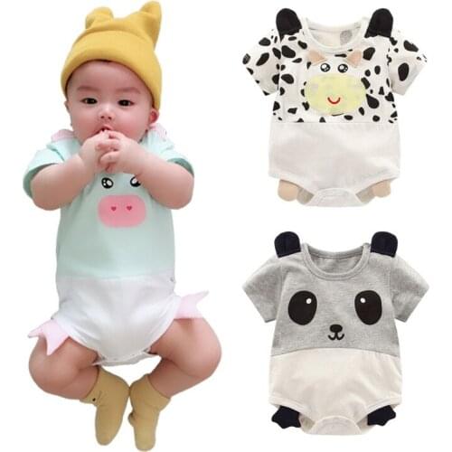 Summer Baby Rompers Cotton Soft Newborn Baby Boy Clothes Short Sleeve Milk Cow lovely Panda Infant Jumpsuits Baby Girl Clothing