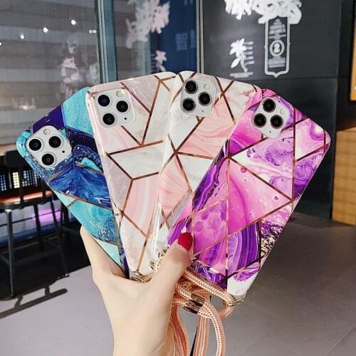Hot Selling Phone Case With Hand Strap For iPhone 12 Luxury Marble Design 11 Pro Max 7 8 Plus Xs Xr Covers Girls Women