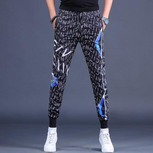 Fashion Printed Men Sport Pants Lightweight Fitness Training Running Jogging Mens Casual Streetwear White Joggers Trousers
