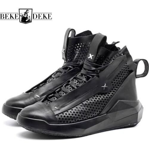 Brand New Men Genuine Leather Trainer Sneakers Lace Up Hollow Out Fashion Shoes Male Thick Platform Casual Footwear Zapatos
