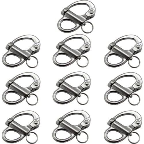 Stainless Fixed Snap Shackle Quick Release Fixed Shackles with Round Ring Marine Boat SUS316 Rigging Hardware 10pcs 52mm