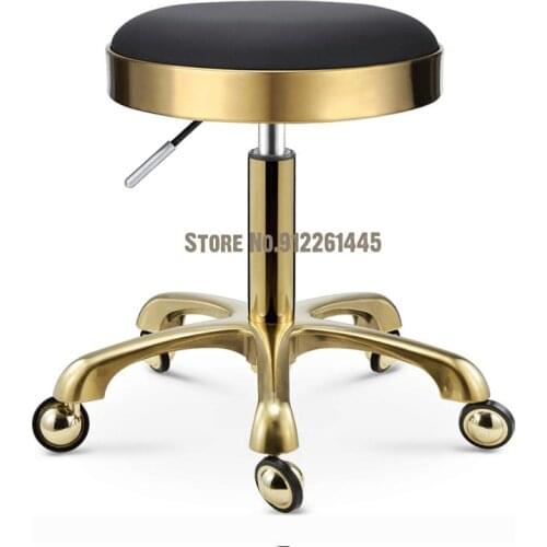 Stainless Steel Hair Salon Hair Cutting Work Stool Barber Shop Chair Barber Shop Rotating Lifting Stool Special For Beauty Shop