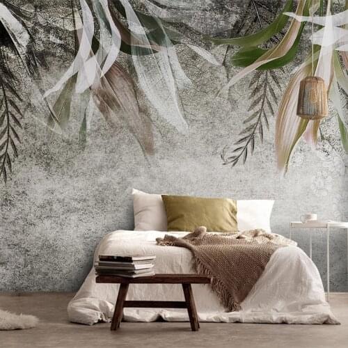 Custom Mural Wallpaper Nordic Modern Hand Painted Abstract Art Leaf Plant Wall Painting Living Room Bedroom Papel De Parede 3 D