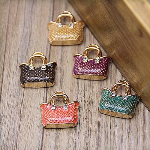 Hot 10pcs Fashion Charm Enamel Rhinestone Alloy Bag Bijoux For Women Diy Floating charms Bracelet Necklace Jewelry Accessories