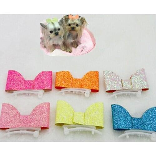 Pet dog ears flower Sequin flash fluorescent collocation pet hand hairpin 50pcs