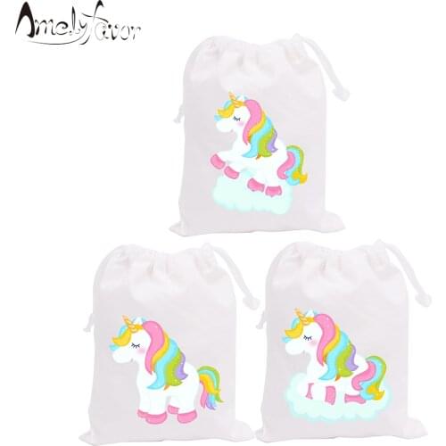 Rainbow Unicorn Theme Party Bag Gift Candy Bags 6PCS Unicorns Kids Birthday Event Decorations Party Container Supplies