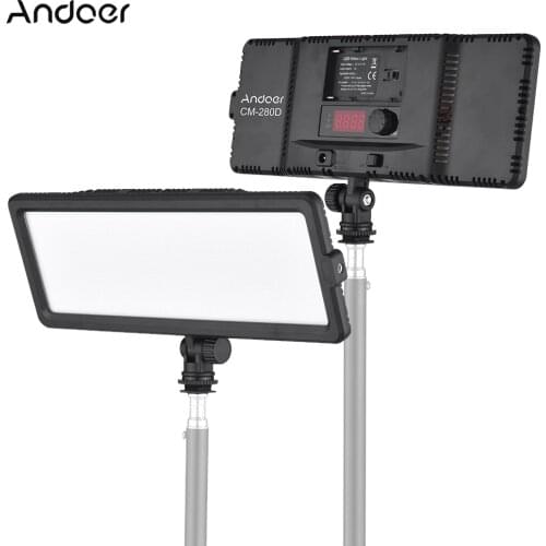 Andoer CM-280D CRI93 Super Slim LED Video Light Panel 3200K-5600K Bi-Color Dimmable Brightness for Canon Nikon Sony DSLR Camera