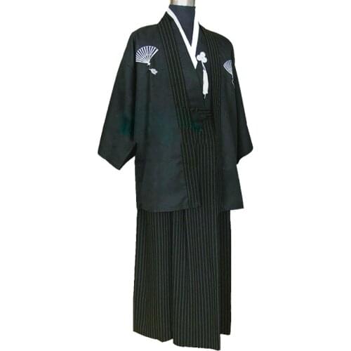 Traditional Japanese Kimono Yukata For Men Fashion Japanese Kimono Long Sleeve Samurai Asian Clothes
