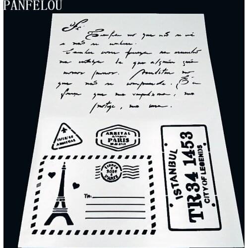 29.5*21cm Paris diary scrapbook stencils spray plastic mold shield DIY cake hollow Embellishment printing lace ruler