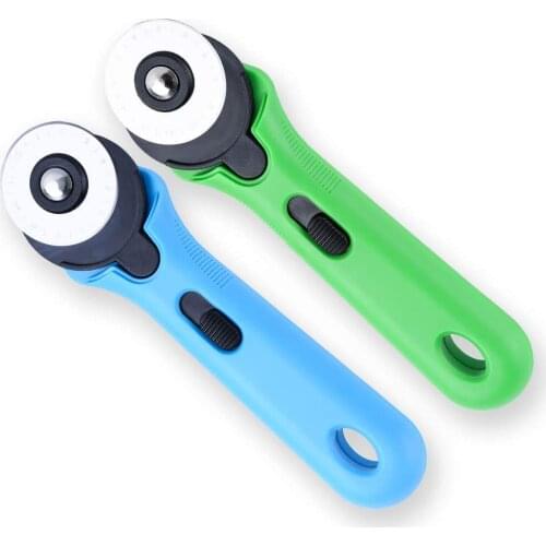 KAOBUY 45mm Green + Blue Rotary Cutter With Ergonomic Soft Handle For Cutting Quilting Fabric And Arts & Crafts