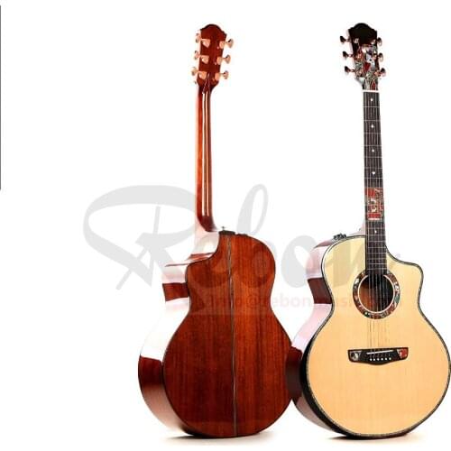 Weifang Rebon 41 Inch All solid Spruce&Mahogany Acoustic Electric Guitar with Armrest