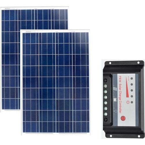 2 Pcs Solar Panels 18v 100W Solar Battery Charger 12v Solar Energy Board 200W Solar Charge Controller 12v/24v 20a Camp Caravan