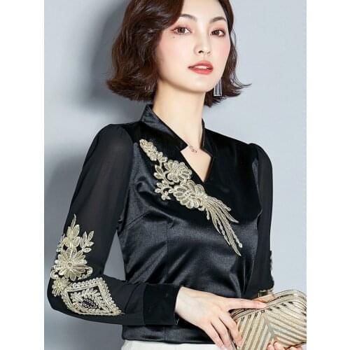 Woman Long Sleeve Embroidery Shirt Satin Black Saree Sarees Kurta Women Clothing India Pakistani Dress Eid Mubarak