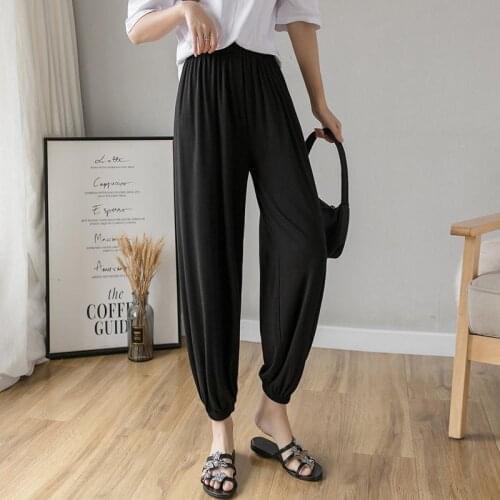 Womens Haren Pant Ankle-Length Pants High Waist Office Lady Skinny High Elasticity Stretch Modal Women Simple Fashion New Pant