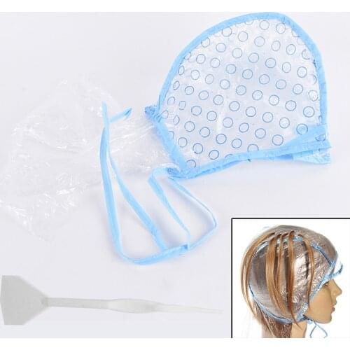 1pcs Dye Cap Reusable Plastic Holes Hat for Hair Highlight Coloring Tools with Hook Professional Salon Hair Color Painting Cap