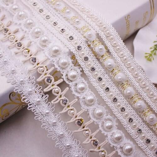 10Yards Stylish Glitter Rhinestones Beaded Splice Lace Applique Collar Ribbon Prom Dress DIY Crafts Guipure Sewing Supplies