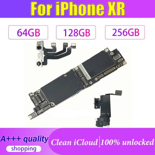 Original For iPhone XR Unlocked Motherboard 64G 128G 256G With FACE ID Mainboard Logic Board Clean iCloud Unlocked Mother Board