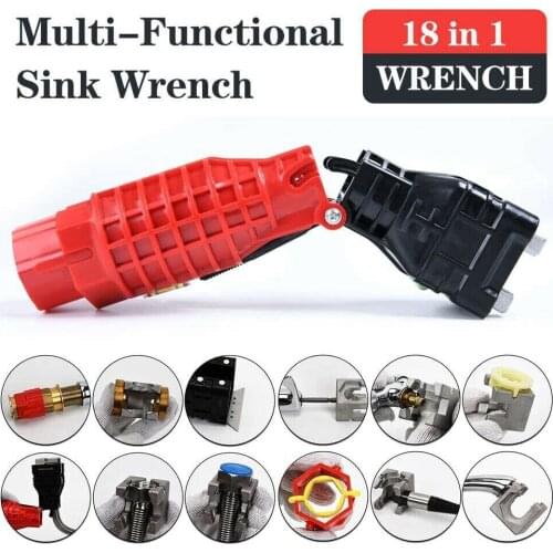 18 in 1 Foldable Water Pipe Wrench Double End Basin Bottom Pliers Sleeve Bathroom Faucet Sink Installation and Maintenance Tool