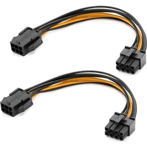 2 Pack Graphics Card 6 Pin to 8 Pin PCIe Adapter Power Cable (GPU Video Graphics Card Power Cable) 7.8 Inch