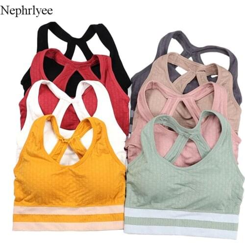 2021 New Striped Bra Women Bras Pad Push Up Cross Strap Sports Bra Top Sexy Bralette Seamless Soft Underwear CA219