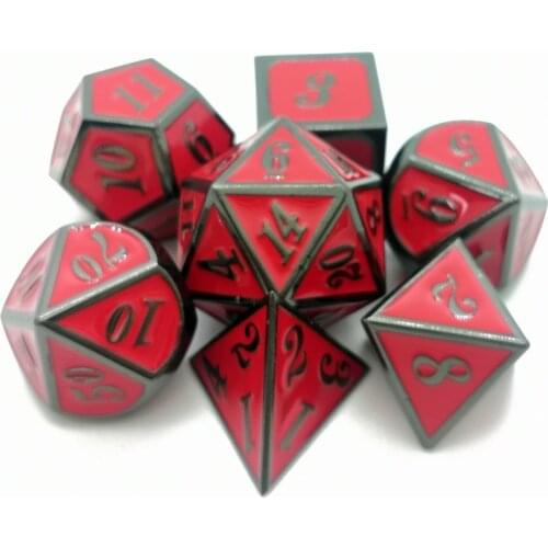 7pcs/set D4 D6 D8 D10 D12 D20 metal Polyhedral Dices Numbers Board Game