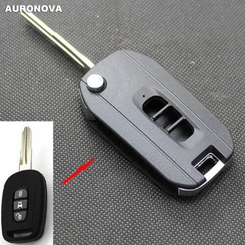 AURONOVA New Upgrade Folding Key Shell for Chevrolet Captiva Flip Folding Key 3 Buttons Remote Car Key Case DIY