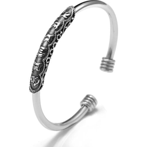 Chinese Style Bracelet six words truth Miao Tai silver bracelet girl