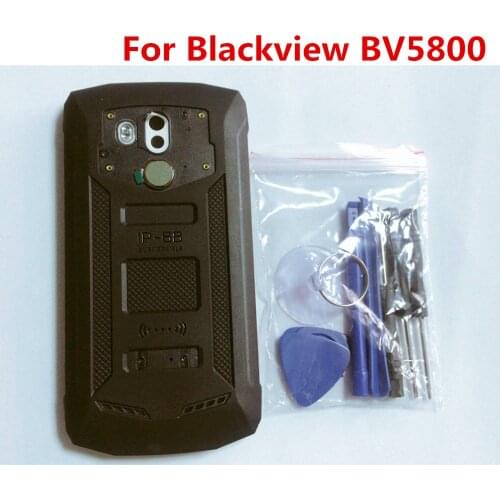 Blackview BV5800 Pro New Original 5.5inch IP68 Battery Cover Shell Case+Fingerprint Sensor Flex Cable Repair Frame Replacement