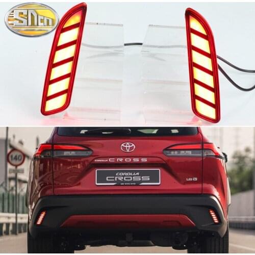 For Toyota Corolla Cross 2020 2021 3-in-1 Functions 12V LED Bumper Light Rear Fog Lamp Brake Light Dynamic Turn Signal Reflector