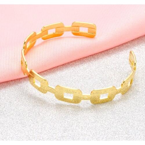 Elegant fine rectangle open bangle adjustable cuff bracelet for Women Girls Party fashion gift