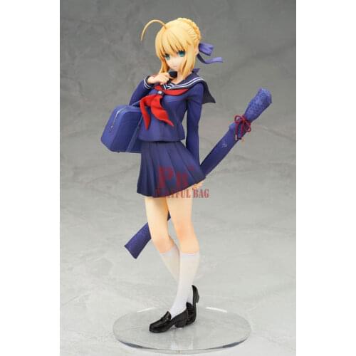 Figma Figura Fate Stay Night Saber Figure School Uniform Mini Figurine Anime Doll 18cm PVC Excalibur