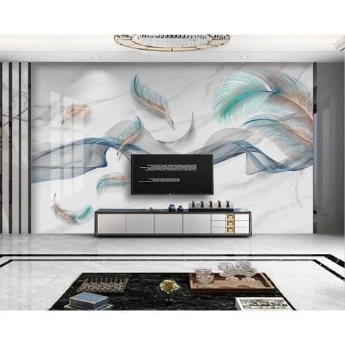 Beibehang Customized papier peint modern minimalist feather style abstract ink landscape line TV background wallpaper