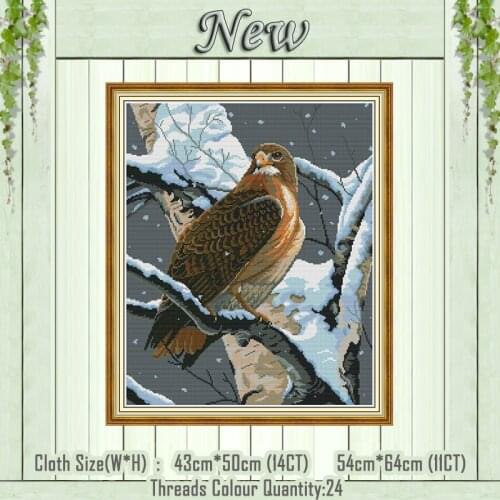 The falcon in the tree animal diy painting counted print on the canvas DMC 11CT 14CT kits Cross Stitch Embroidery needlework Set