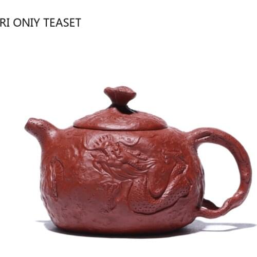 210ml Classic Yixing Purple Clay Teapot Raw Ore Dahongpao Dragon Pattern Tea Pot Household Zisha Filter Tea Set Customized Gifts