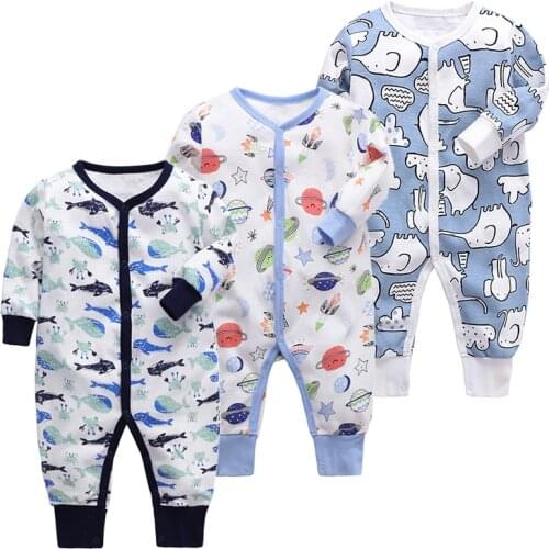 3 pieces Baby Girls Boys Clothes Long Sleeves Newborn Baby Rompers 100% Cotton Baby Pajamas 6 9 24 m Cartoon Printed Babys Sets