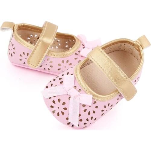 New Newborn Infant Baby Girls Crib Shoes Soft Sole Anti-slip Sneakers Bowknot Shoes Girl Baby Sandals Flat Shoes