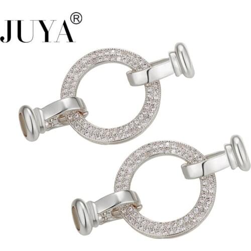 JUYA Hot Sale Fastener Clasps Hooks For Bracelets Making Cubic Zirconia Charm Connectors Handmade Jewelry Findings Accessories