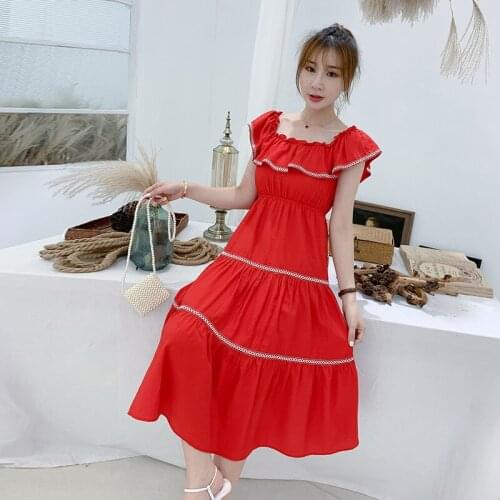 Summer off-shoulder dress slimming womens clothing cake fairy dress elegant lady dress casual female sundress Plus-sized dress