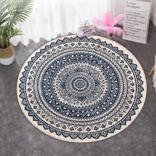 Morocco Round Carpet Bedroom Boho Style Tassel Cotton Rug Hand Woven National Classic Tapestry Sofa Cushion Tatami Floor Mats