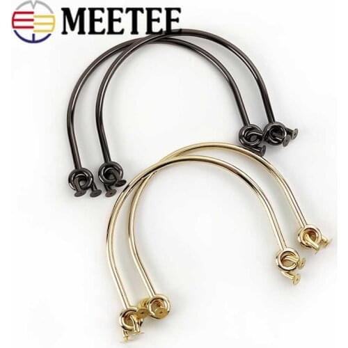 Meetee 1pair=2pcs 12.5/15.5CM Bag Metal Clasp Handle for Women Purse Clasps Buckle Leather Replace DIY Bags Accessories
