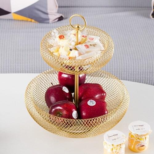Metal fruit plate living room tea table multi-layer fruit basket creative multi-function fruit Lou household storage snack plate